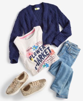 Epic Threads Little Big Girls Open Stitch Cardigan Flower Market T Shirt Skinny Jeans Nia Sparkle Shoes Created F In Blue