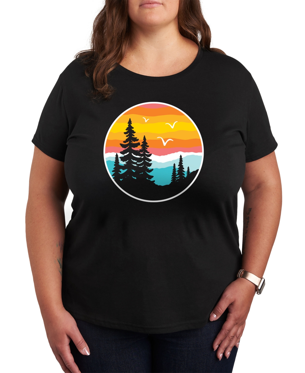 Shop Hybrid Apparel Trendy Plus Size Nature Graphic T-shirt In Black