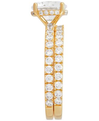 Cubic Zirconia Bridal Set in 14k Gold-Plated Sterling Silver