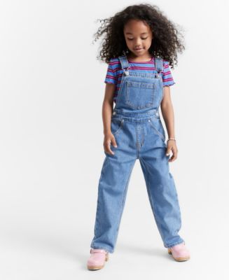 Epic Threads Girls Kensal Denim Overalls & Ribbed Striped T