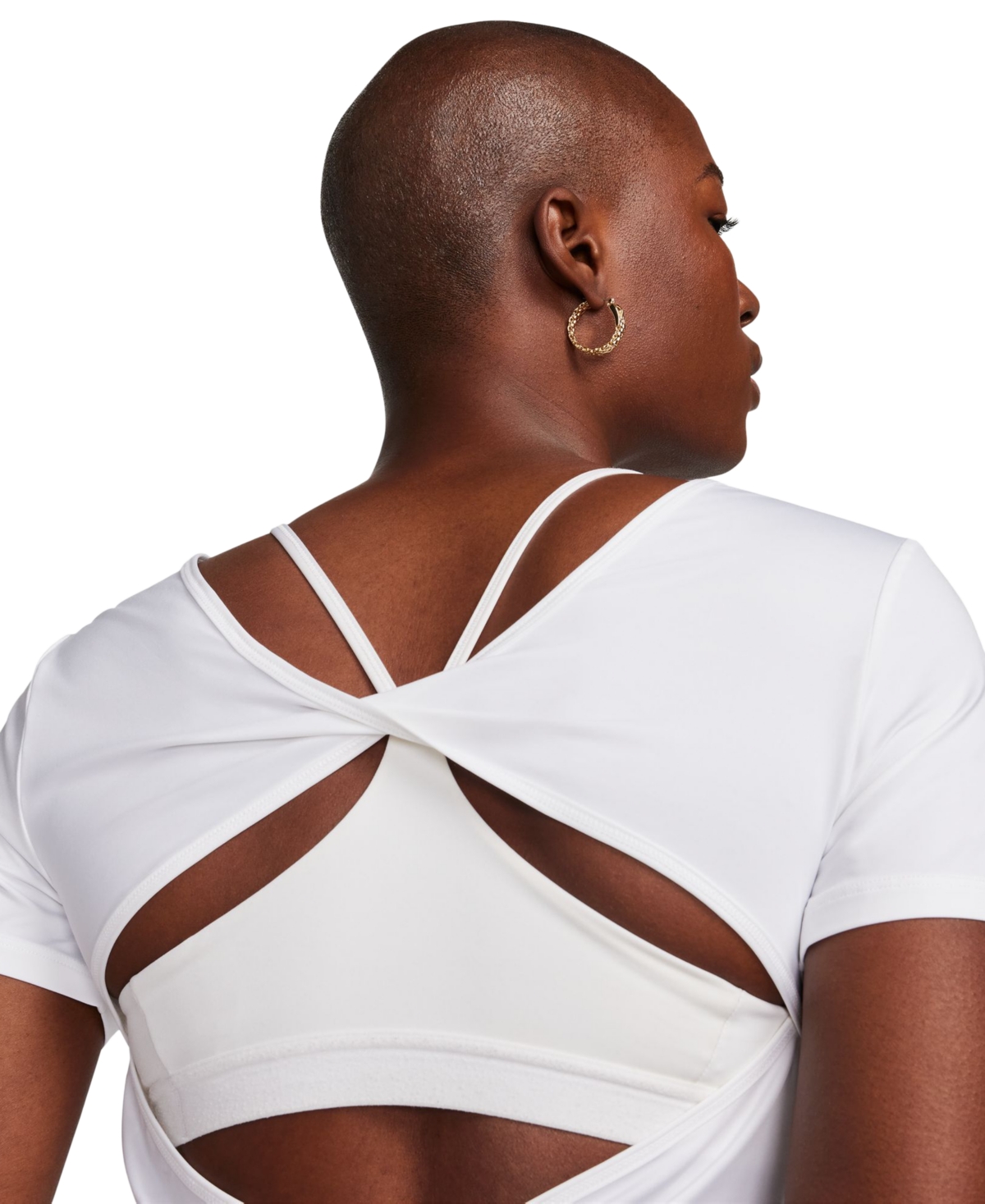 Nike Women's One Classic Dri-fit Short-Sleeve Cropped Twist-Back Top -black
