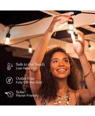 Ambience Pro Heavy Duty Solar-Powered LED Outdoor String Lights with 15 Hooks, Warm White (27 ft.)