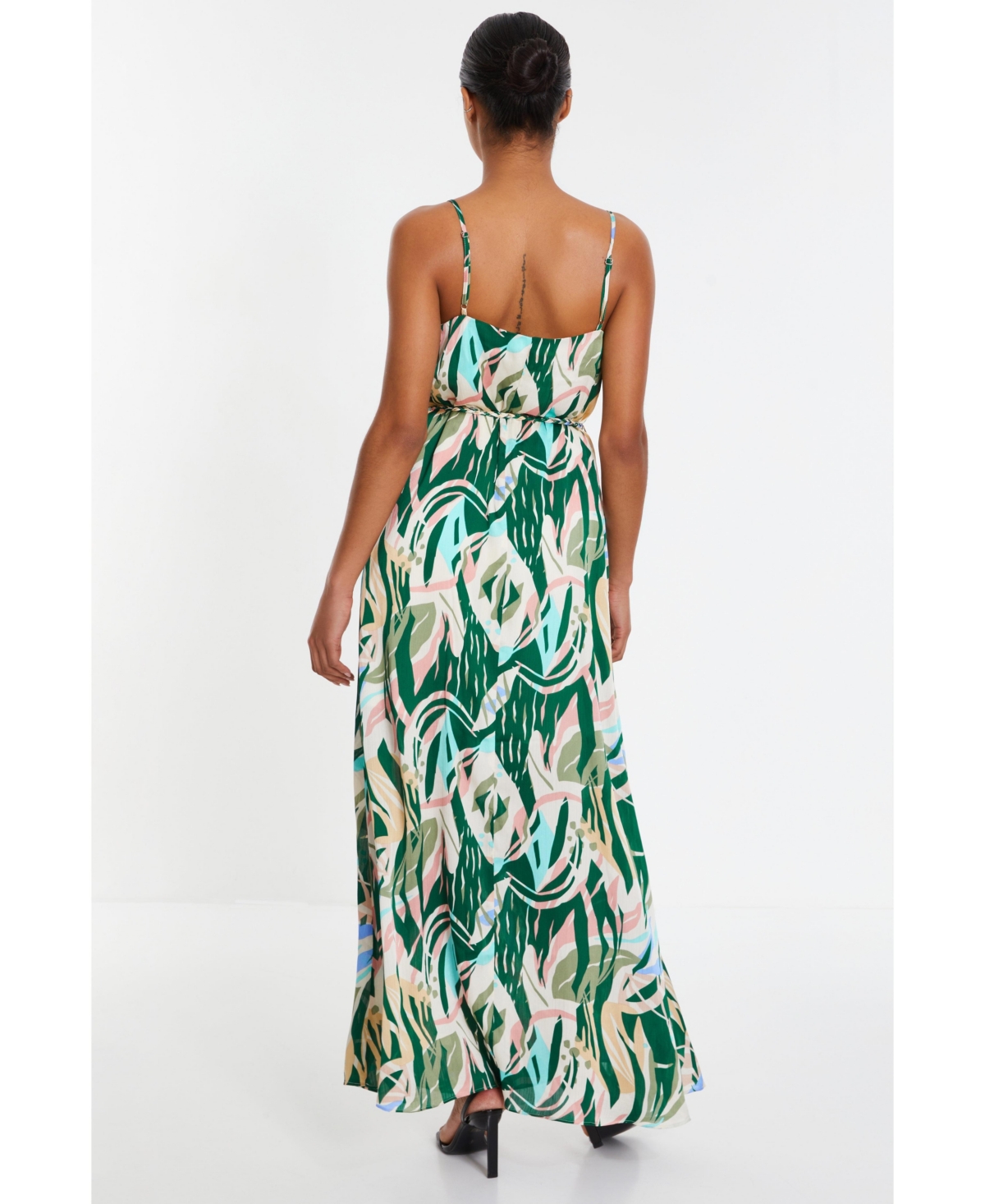 Quiz Women's Tropical Print Satin Maxi Dress