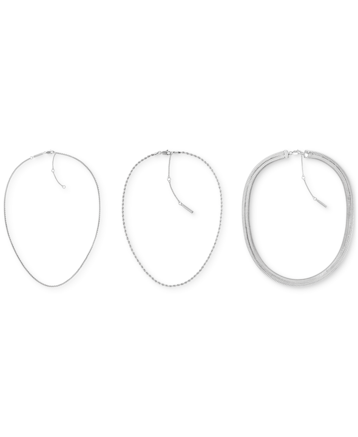 CALVIN KLEIN STAINLESS STEEL 3-PC. SET CHAIN LINK NECKLACES 