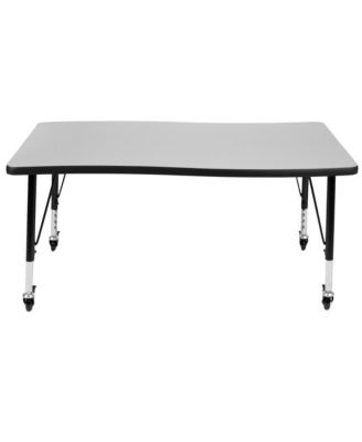 Mobile 28"Wx47.5"L Wave Flexible Collaborative Kids Adjustable Activity Table