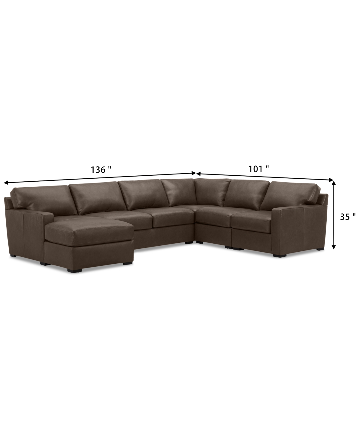 Radley 5-Pc. Leather Square Corner Modular Chase Sectional, Created for Macy's