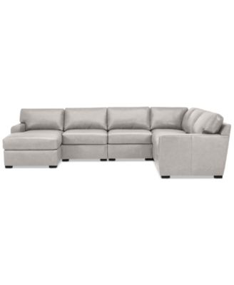 Radley 129" 6-Pc. Leather Square Corner Modular Chaise Sectional, Created for Macy's