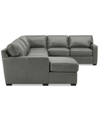 Radley 129" 6-Pc. Leather Square Corner Modular Chaise Sectional