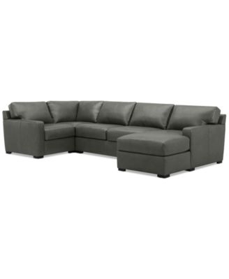 Radley 136" 4-Pc. Leather Square Corner Modular Chaise Sectional