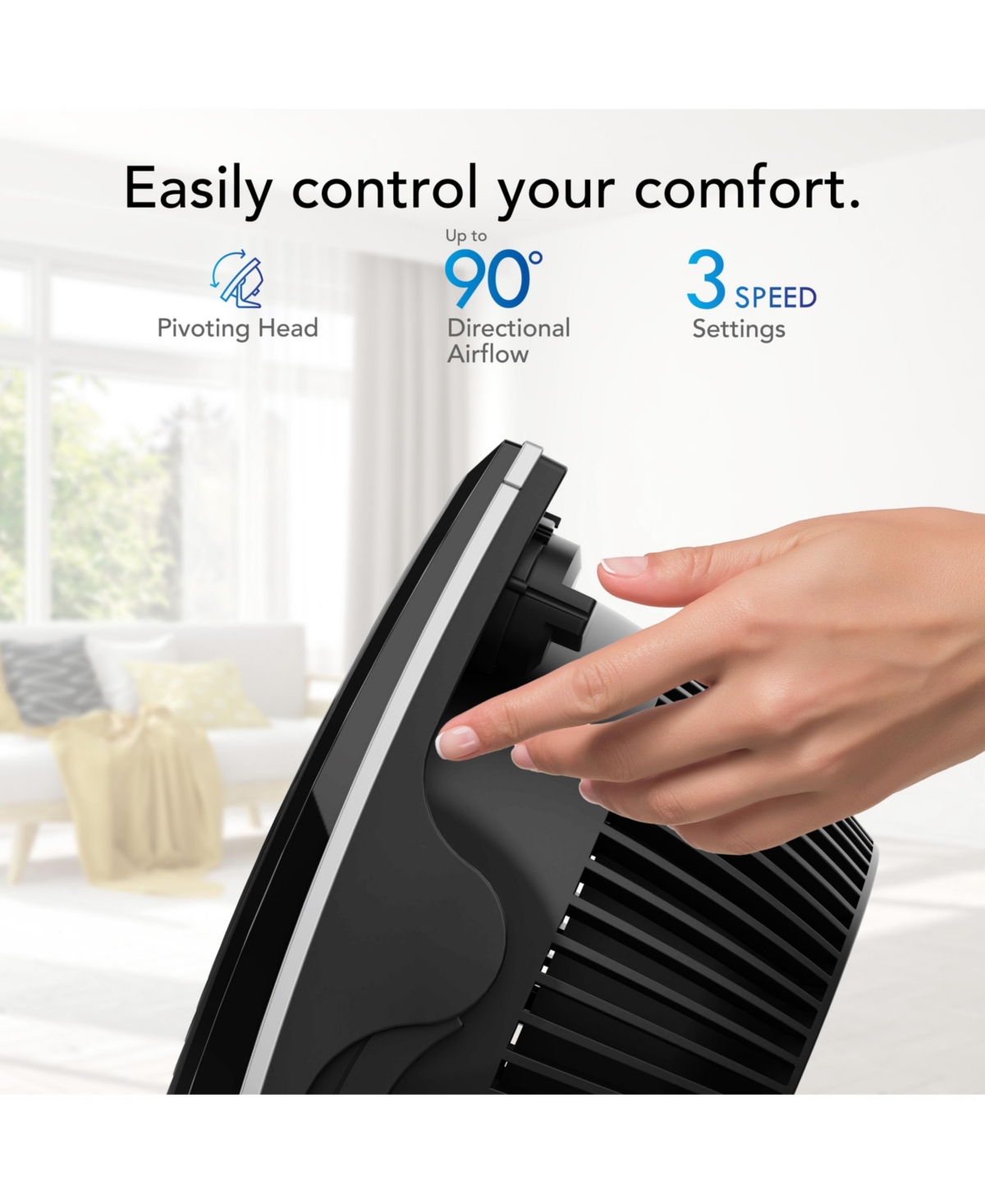Vornado 573t Whole Room Air Circulator Fan With Pivoting Head, Black In Black