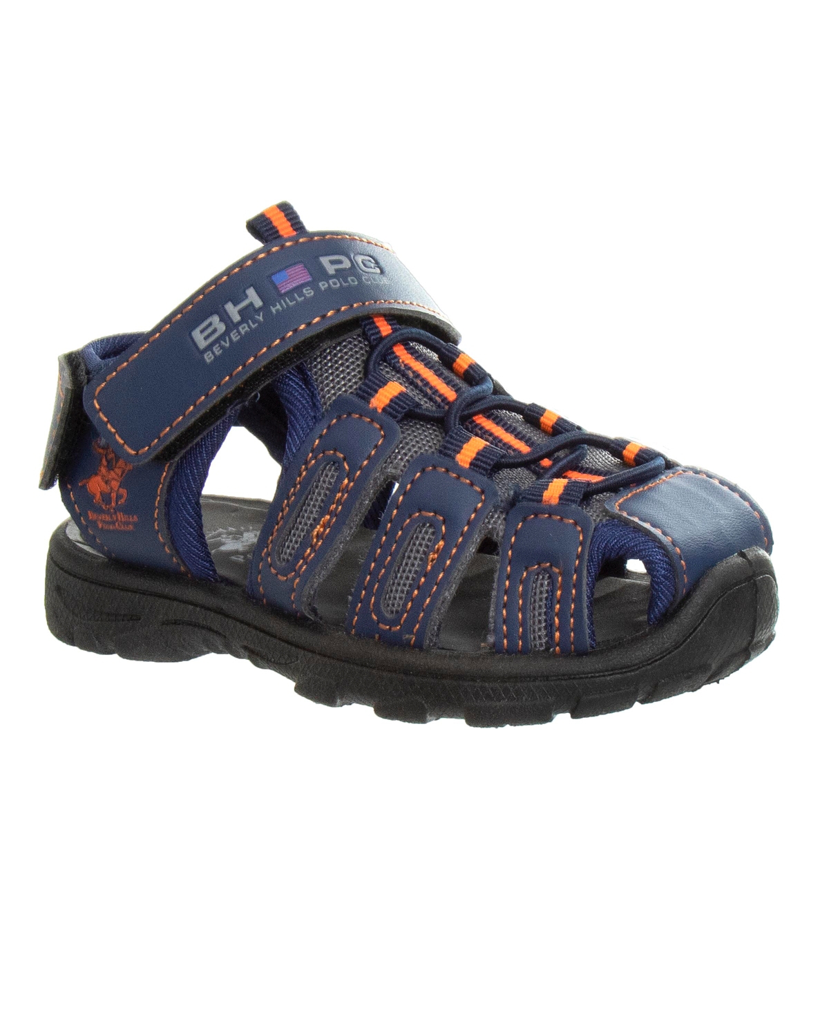 Beverly Hills Polo Club Little Kids Hook And Loop Sport Sandals In Blue