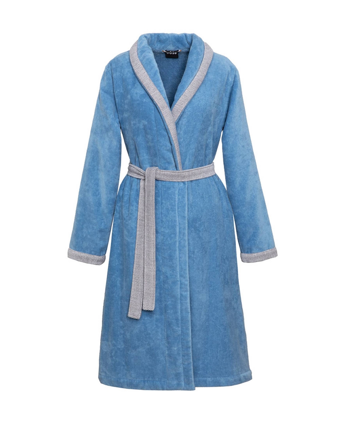 Lord Woman's Cotton Velour Shawl Bathrobe - Skye Blue