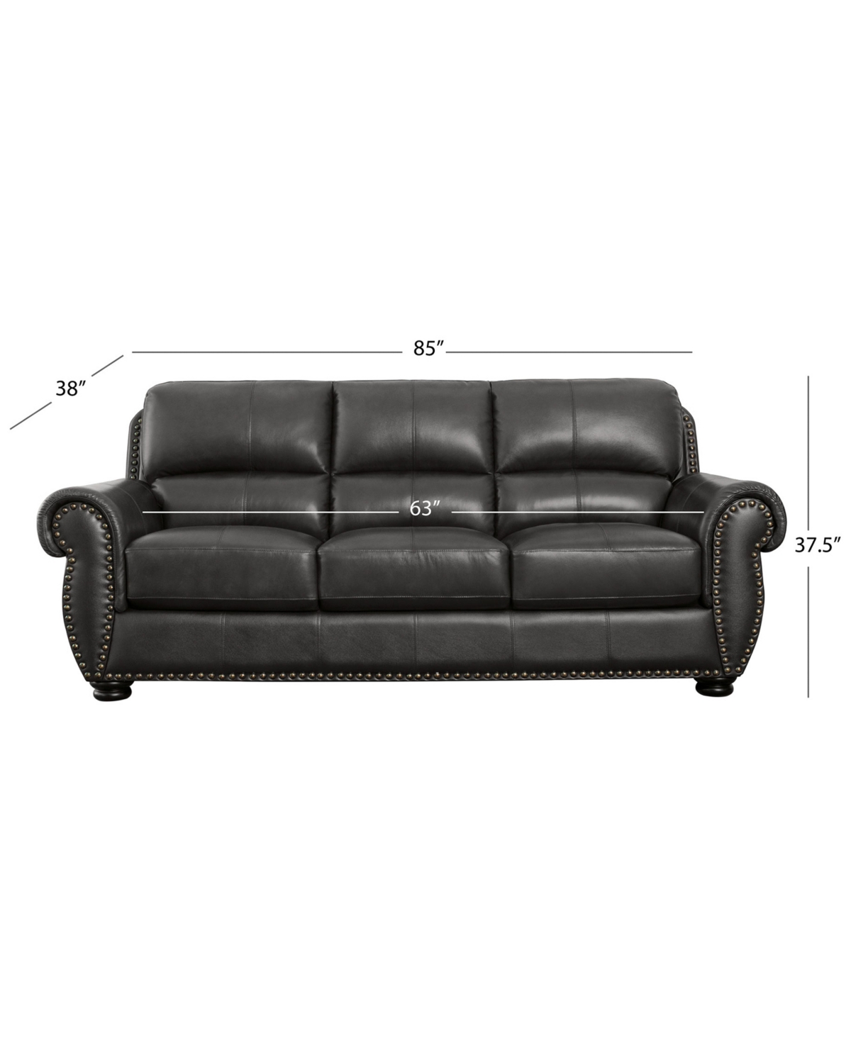 Abbyson Living Arther Leather Traditional Sofa