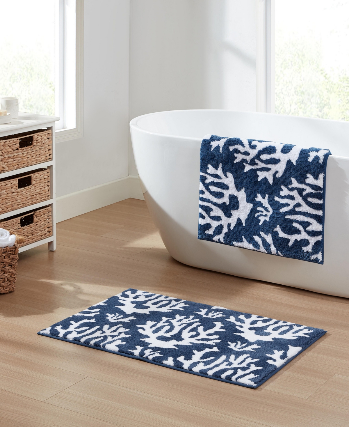 Nautica Coral Waterway Knit 2 Piece Bath Rug Set,