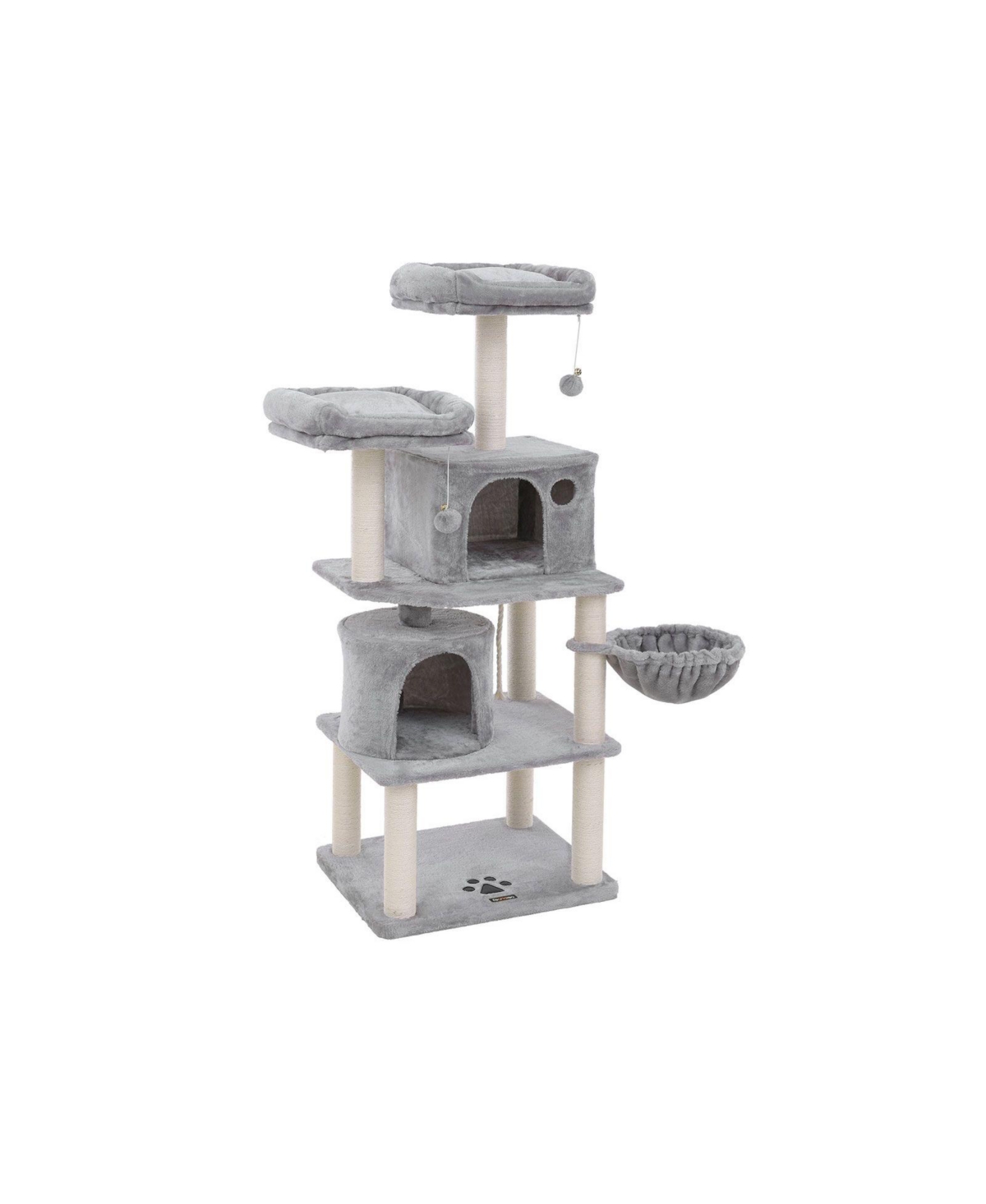 Multi-Level Cat Tree with Sisal-Covered Scratching Posts, Plush Perches, Basket and 2 Condos, Cat Tower Furniture - for Kittens, Cats and Pe