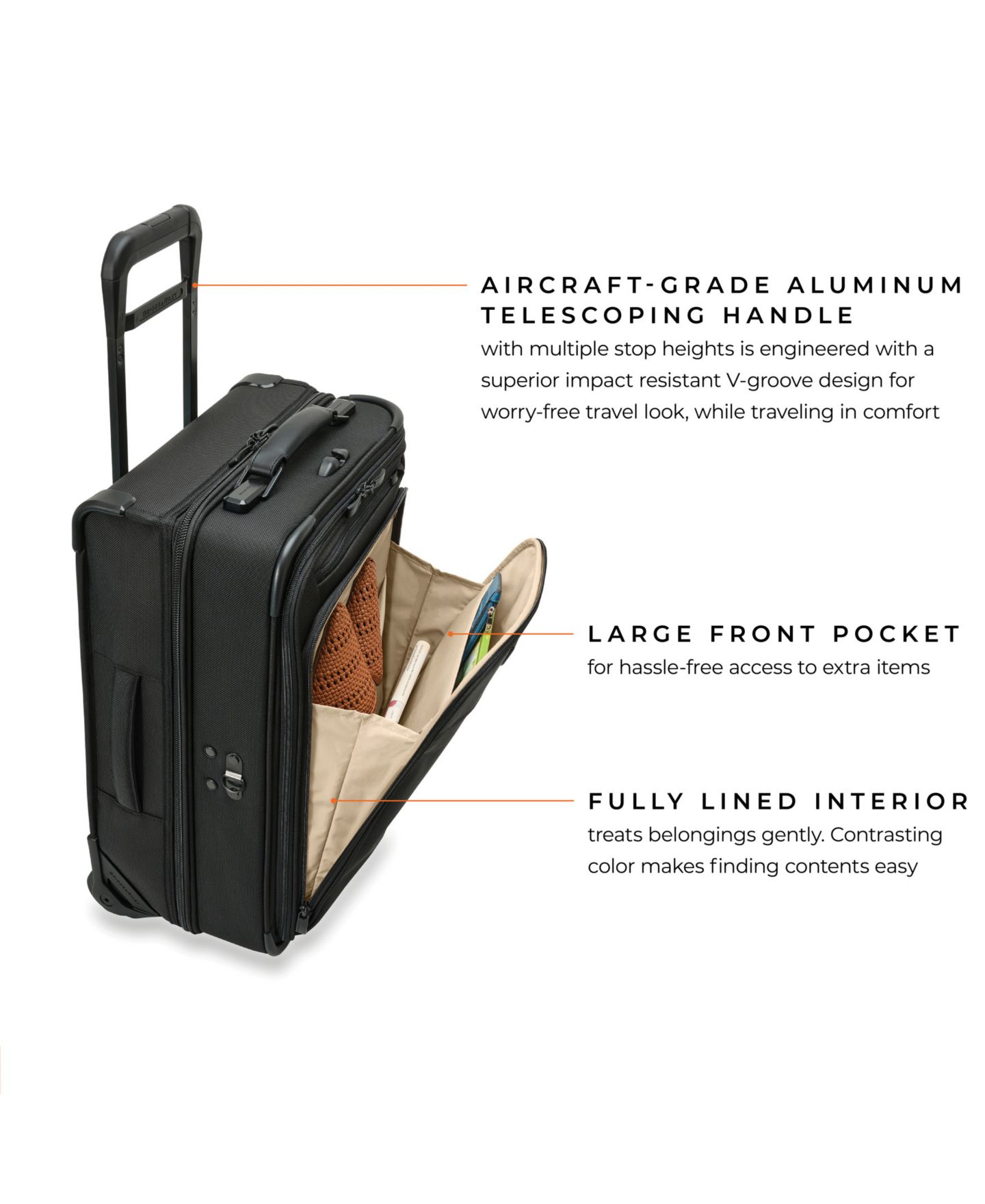 Сумка Briggs & Riley Baseline Tall Carry-On 2-Wheel Garment, цвет: Чёрный — фото 6