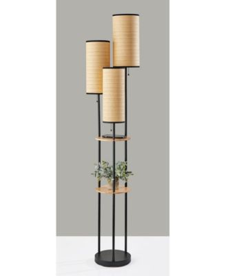 68.5" Wood Shelves Trio Floor Lamp
