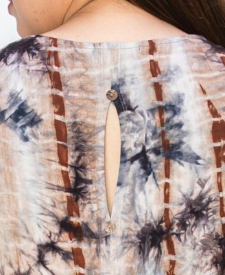 Plus Tie Dye Button Back Tank Top