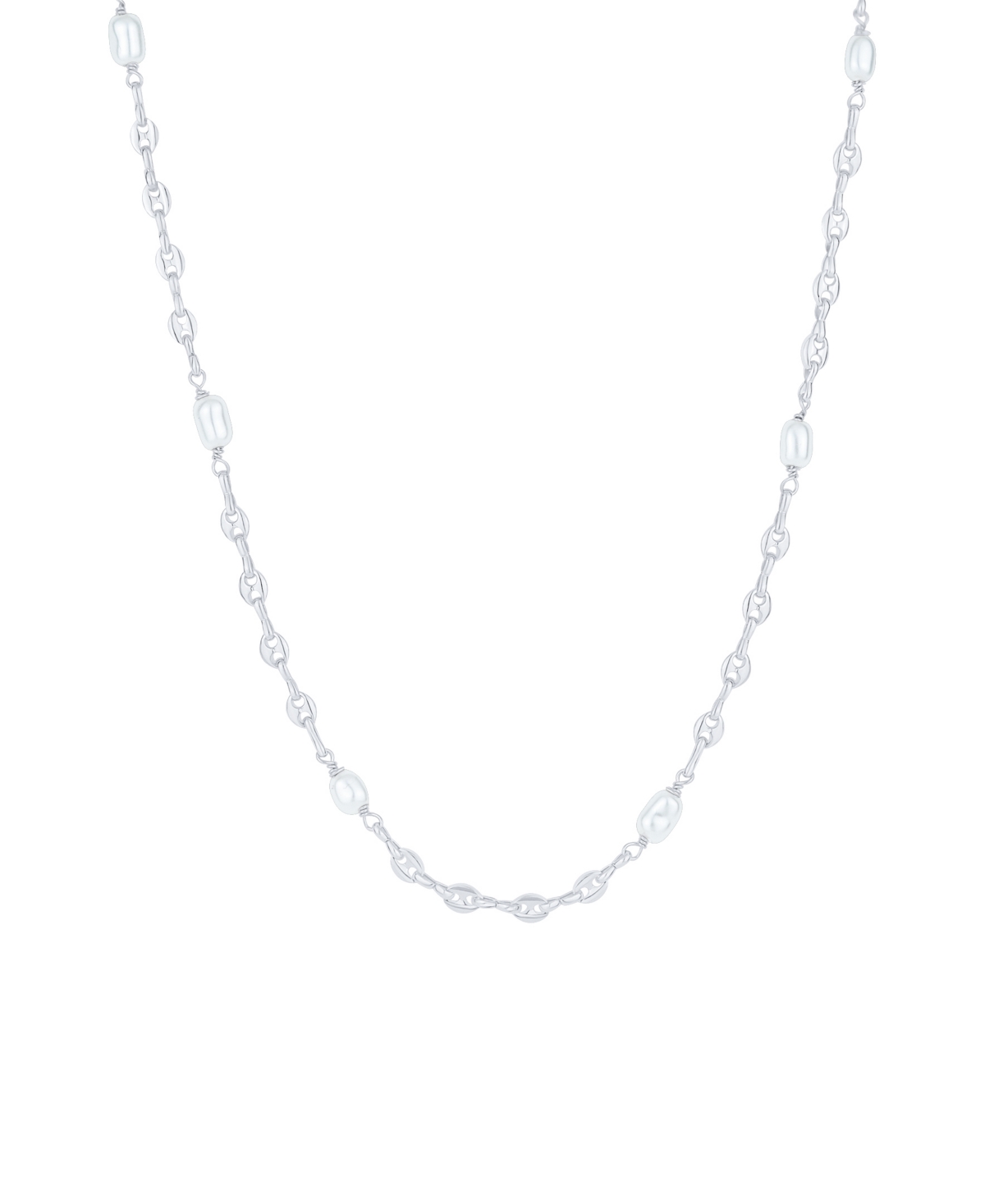 White Imitation Pearl Necklace - Silver