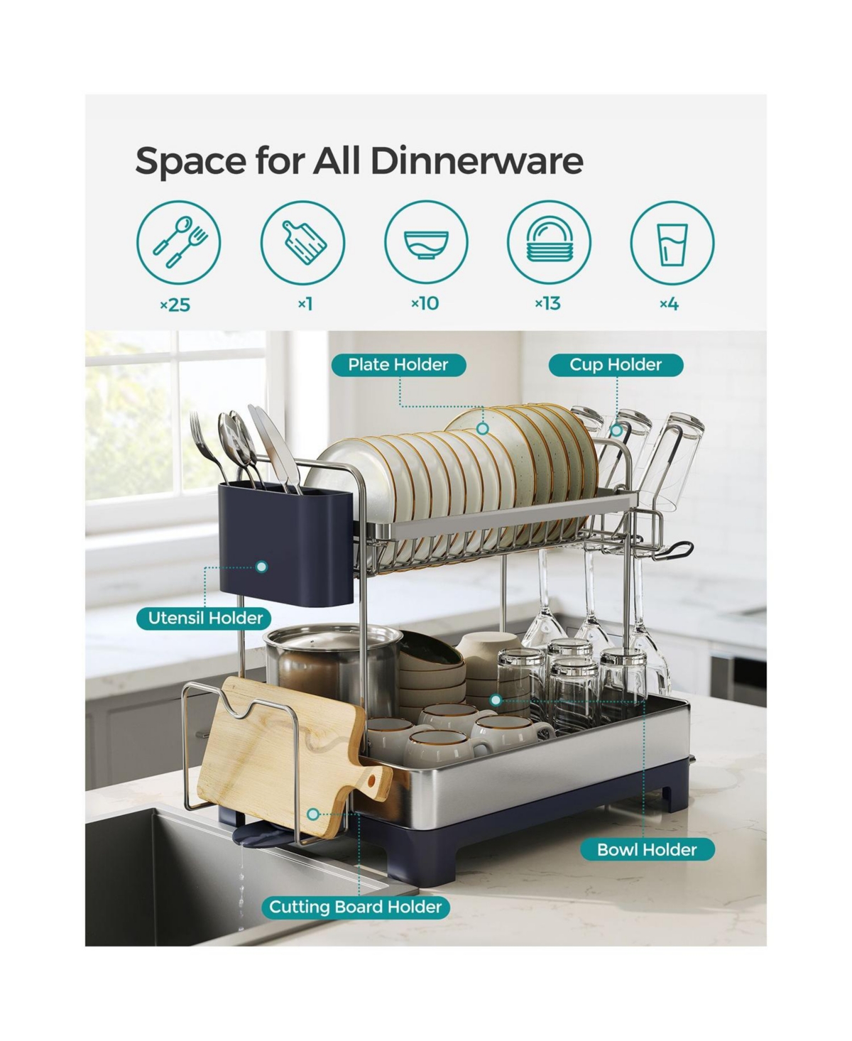 Slickblue 2 Tier Dish Rack