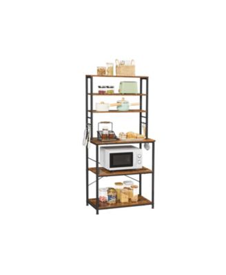 6-tier Industrial Baker's Rack Microwave Oven Stand With 6 Hooks And Metal Frame