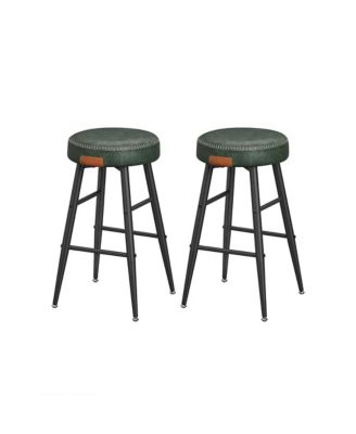 Counter Stools Set Of 2, Kitchen Stools, Breakfast Stools, Synthetic Leather With Stitching