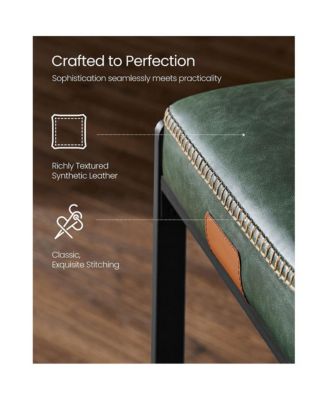 Counter Height Bar Stools Set of 2, Synthetic Leather with Stitching