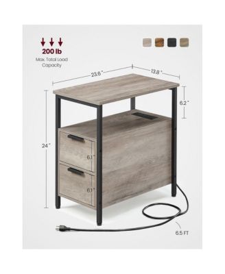 Narrow USB Ports Charging Station & Drawers Side Table