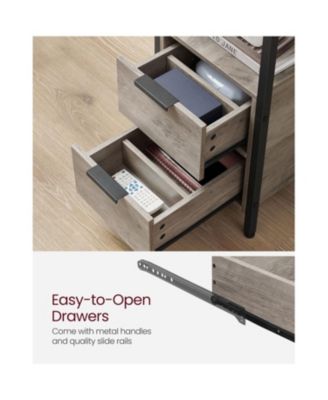 Narrow USB Ports Charging Station & Drawers Side Table