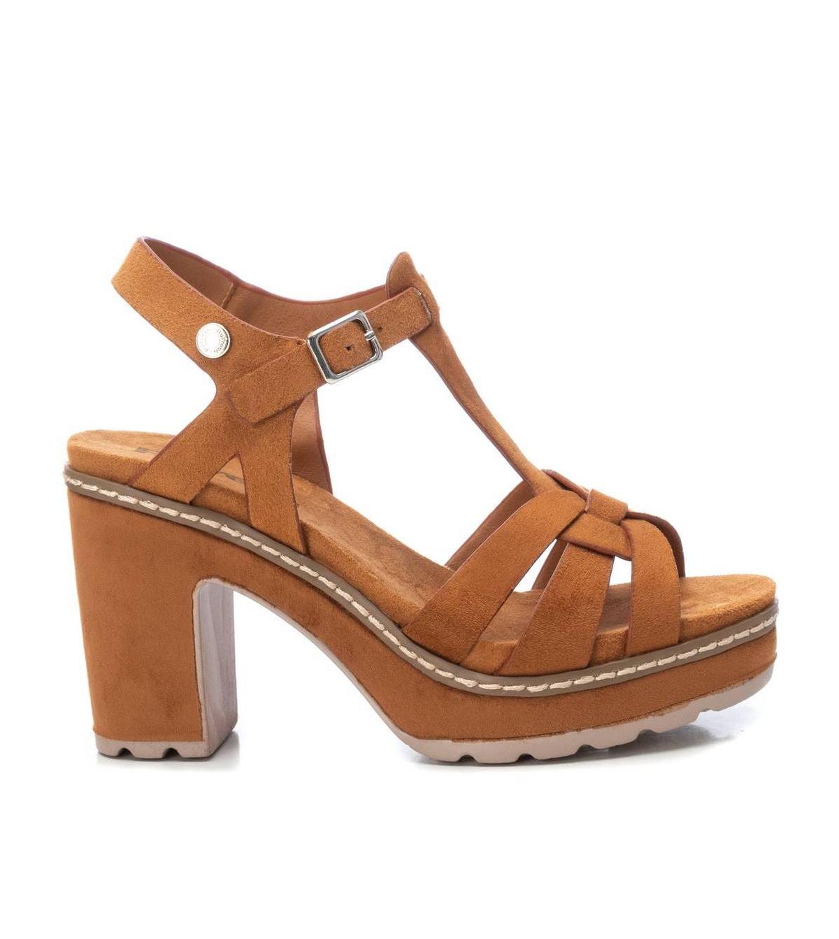 Women's Suede Heeled Platform Sandals By Xti - Beige