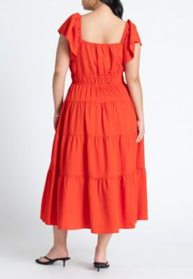 Women's Plus Size Ruffled Tiered Maxi Dress