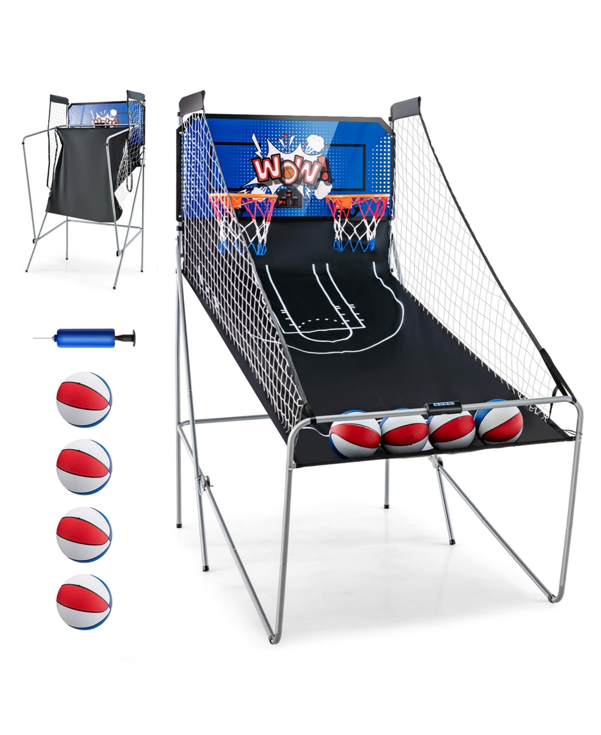 Dual Shot Basketball Arcade Game with 8 Game Modes Arcade Sound Electronic Scoring - Blue