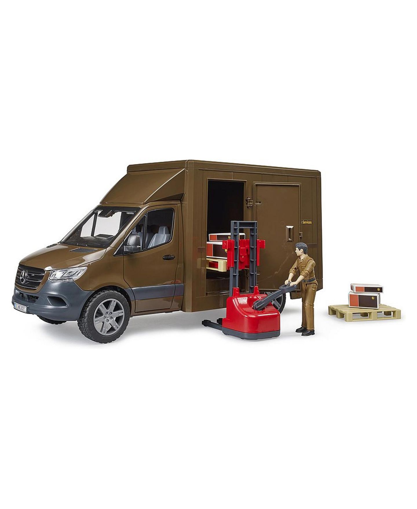 Детская игрушка Bruder 1/16 Mercedes-Benz Sprinter UPS Truck with Manually Operated Pallet Jack — фото 3