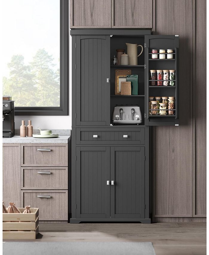 Slickblue Kitchen Pantry Cabinet, 72 Inch Freestanding Cupboard Tall ...