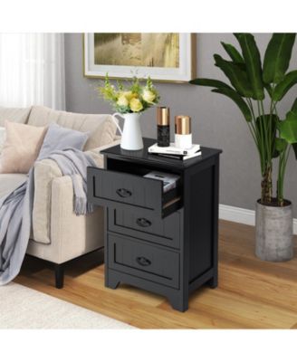 3-Drawer End Storage Wood Side Nightstand