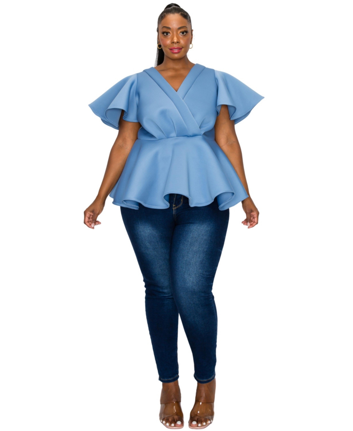 L I V D Plus Size Siobhan Neoprene Peplum Top