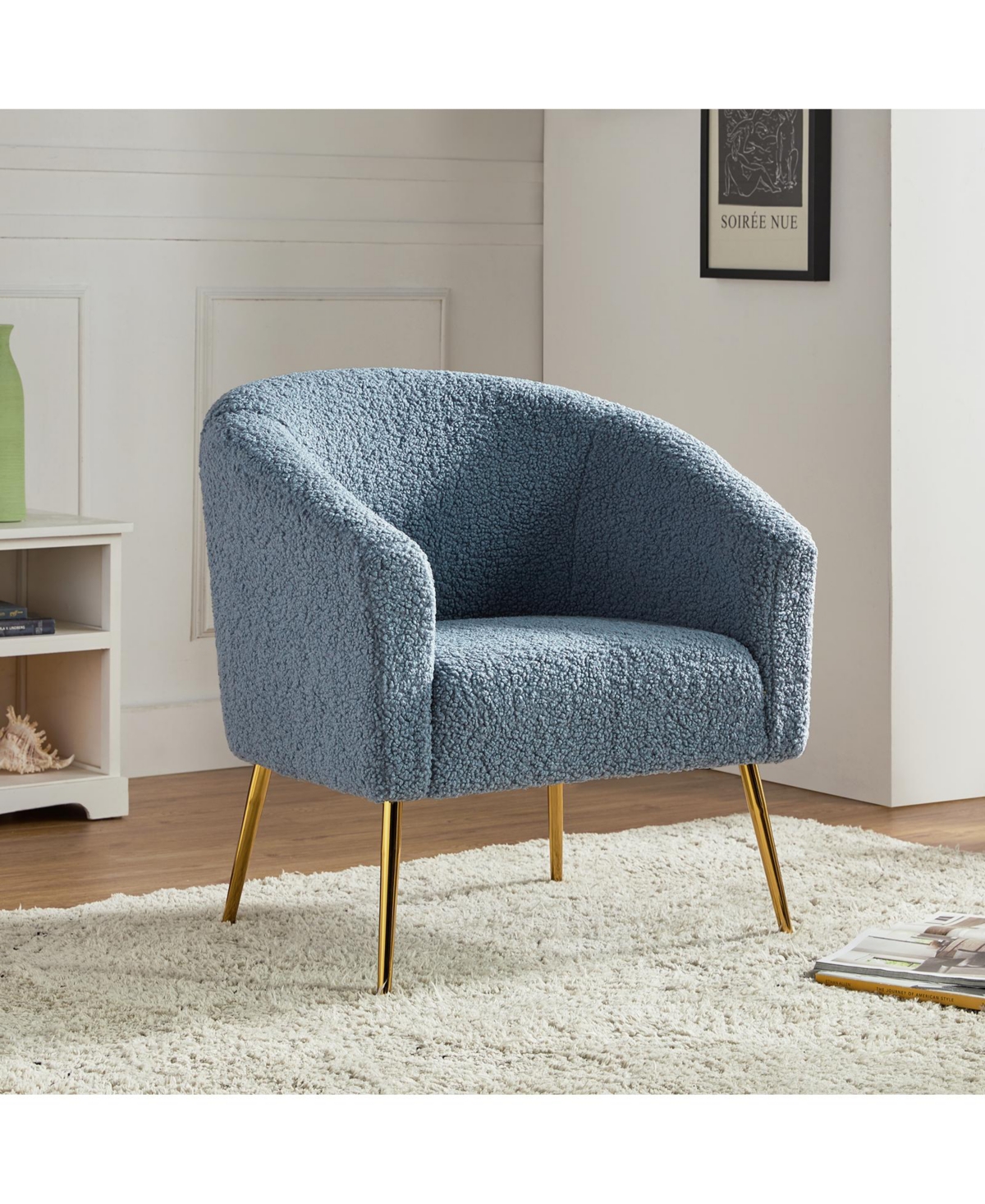 Hulala Home Rovigo Contemporary Barrel Chair with Metal Legs