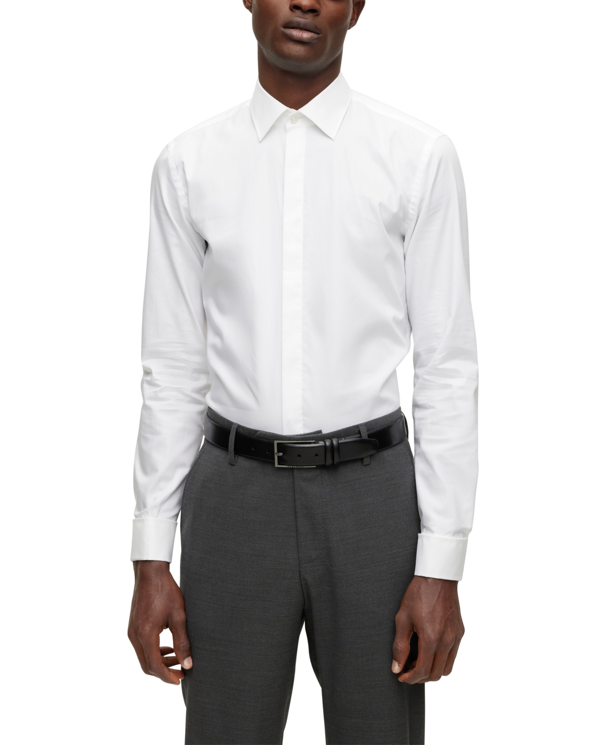 Boss by Hugo Boss Men's Easy-Iron Stretch Cotton Slim-Fit Dress Shirt - White
