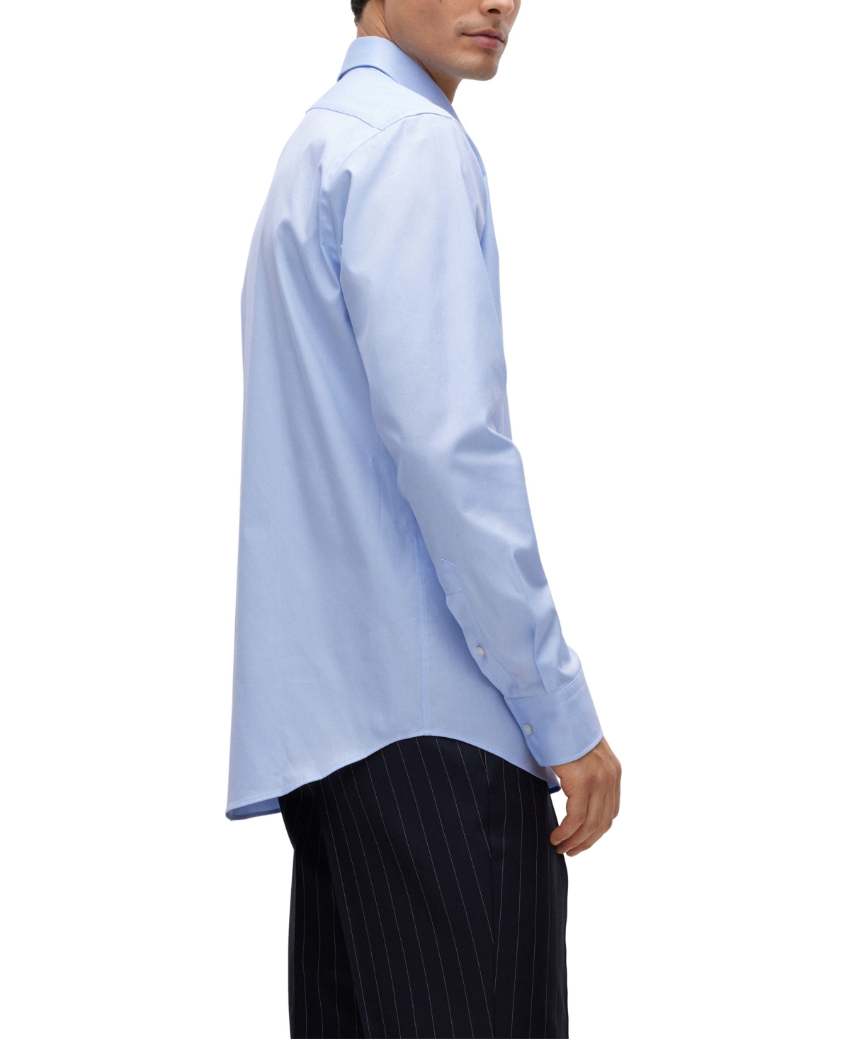 Boss by Hugo Boss Men's Stretch-Cotton Twill Regular-Fit Dress Shirt -blue