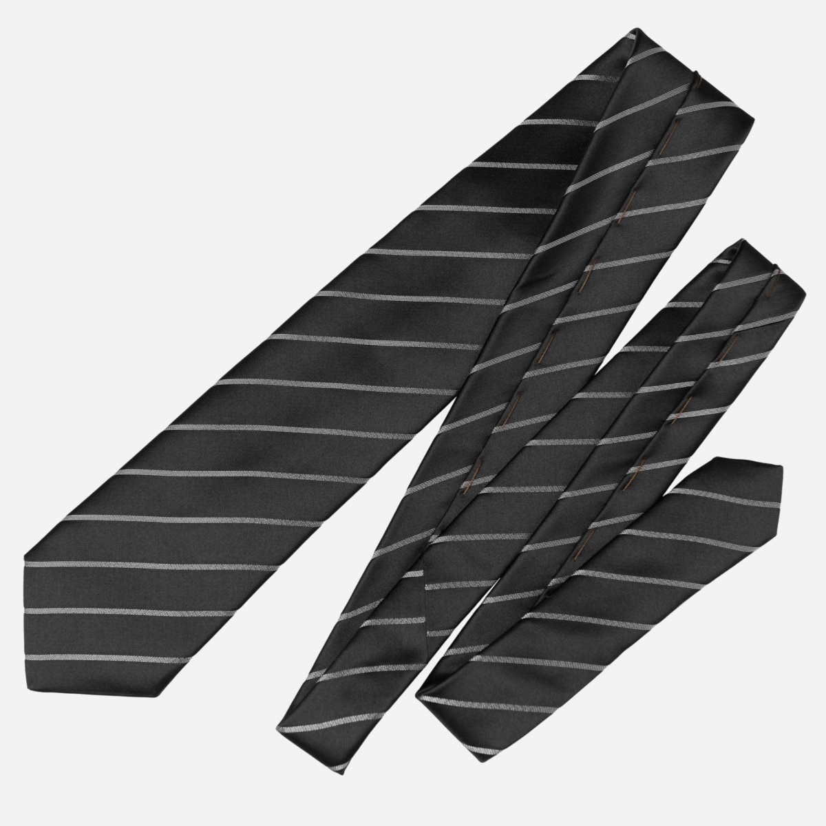 Esino - Silk Jacquard Tie for Men - Black  silver