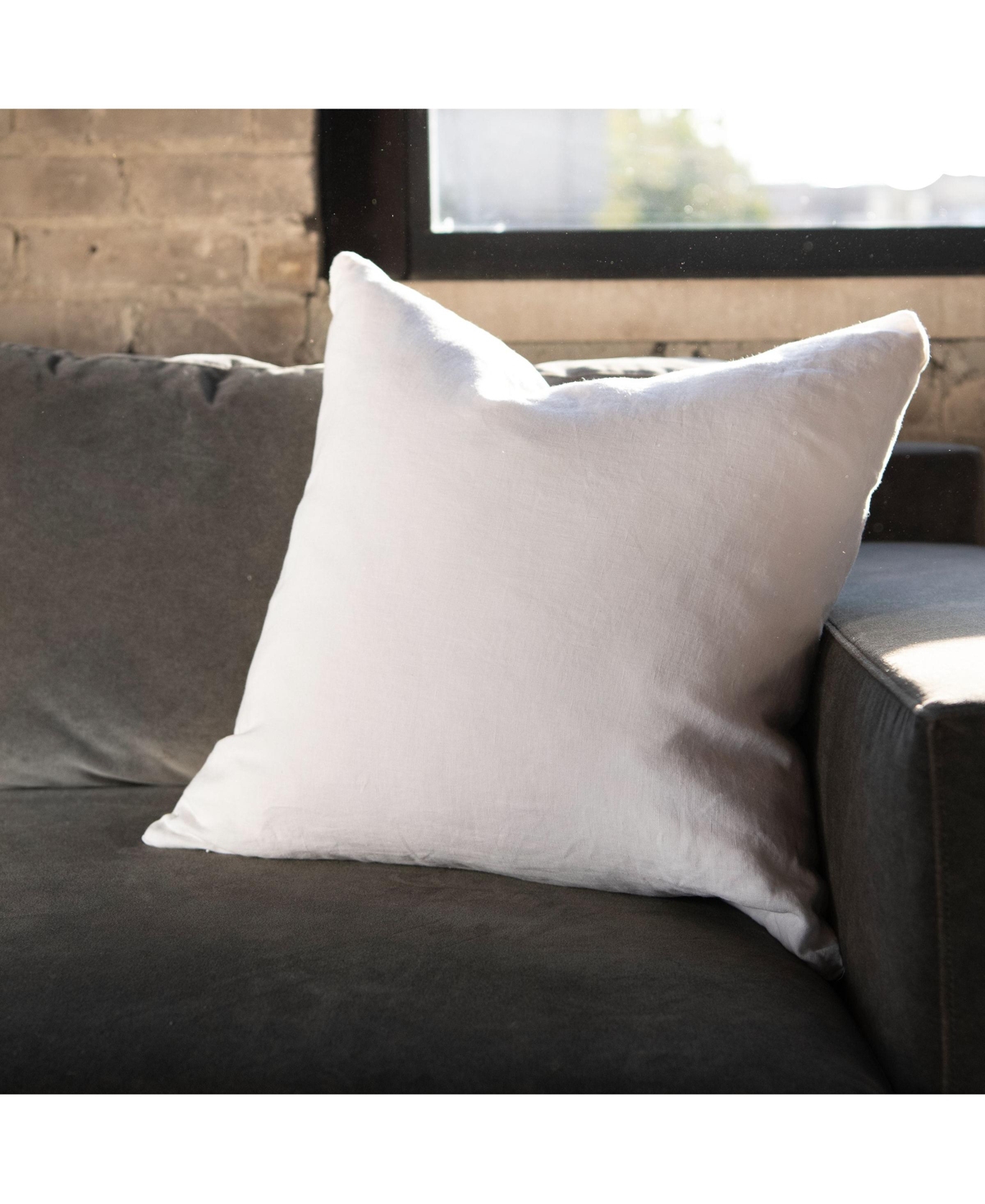 100% French Linen Throw Pillow Sham - 20" X 20" - White