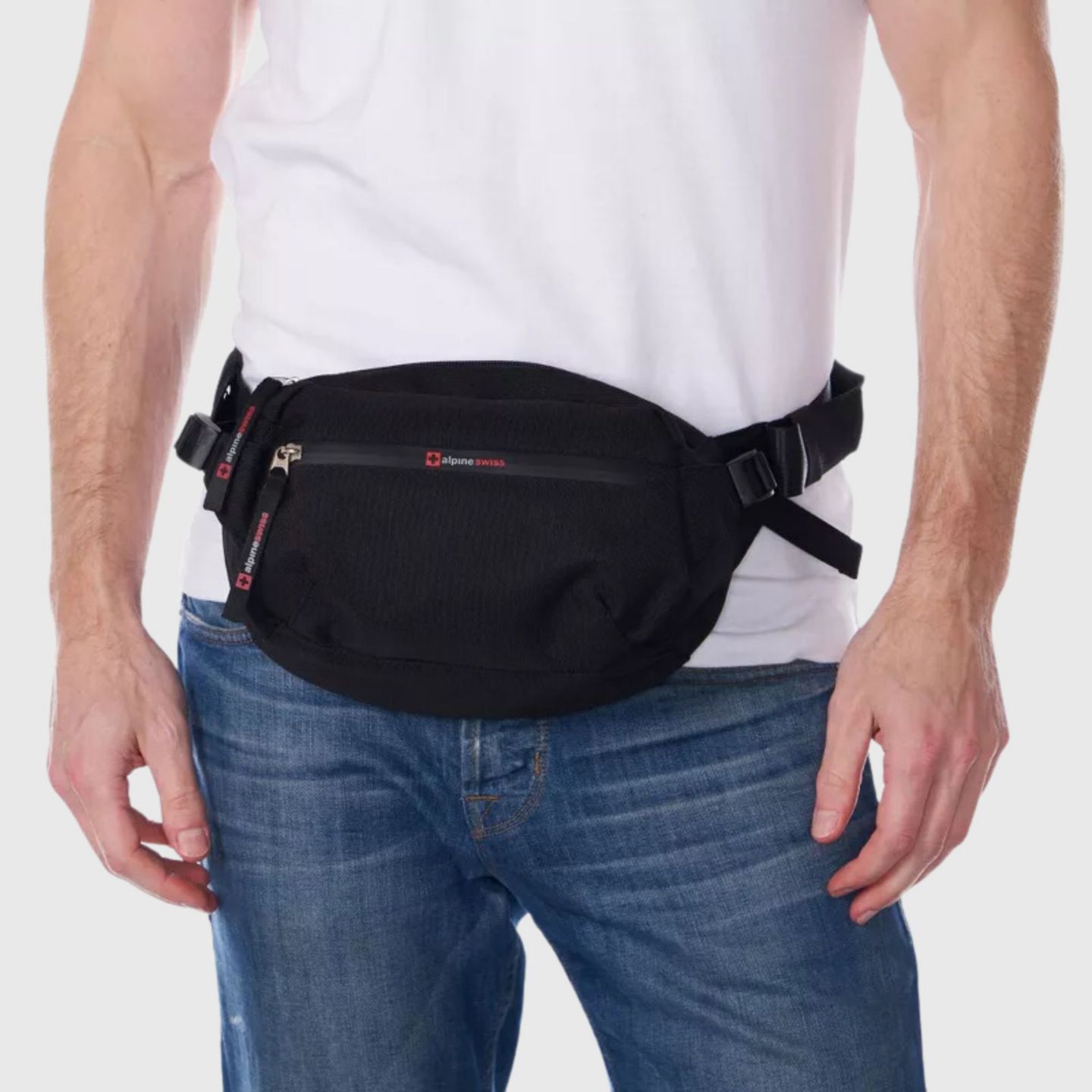 Мужская сумка Alpine Swiss Fanny Pack Adjustable Waist Sling Crossbody Chest Pack Bum, цвет: Чёрный — фото 2