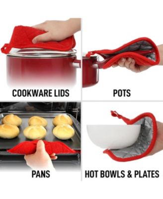 Washable Quilted Terry Cloth Potholder for Cooking and Baking (6 Pack)
