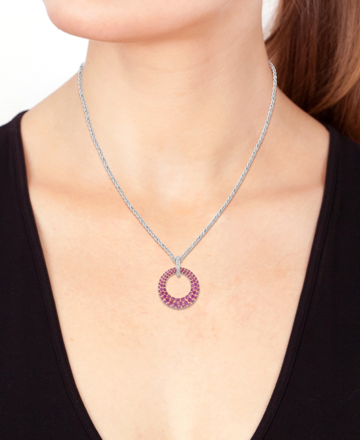 Effy Ruby (2-3/4 ct. t.w.) & Diamond Accent Circle 18
