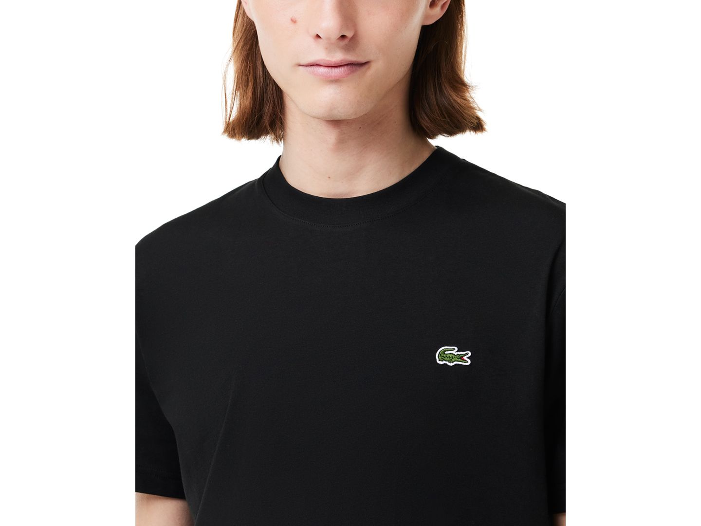 Мужская футболка Lacoste Classic-Fit Short-Sleeve Crewneck Logo, цвет: Чёрный — фото 3