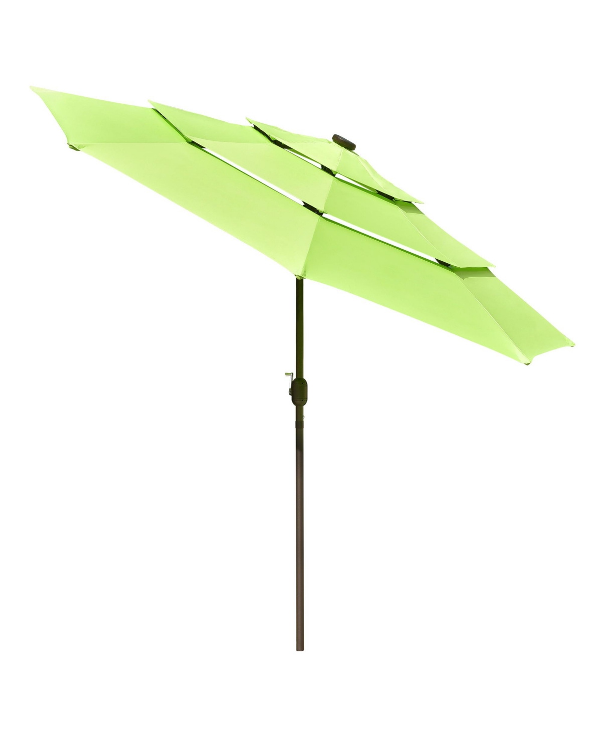10 Ft 3 Tier Patio Umbrella with Solar Led Crank Tilt Button Outdoor Yard Home - Green
