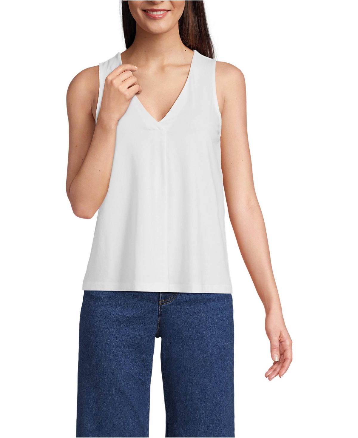 Petite Lightweight Jersey Tank Top - White