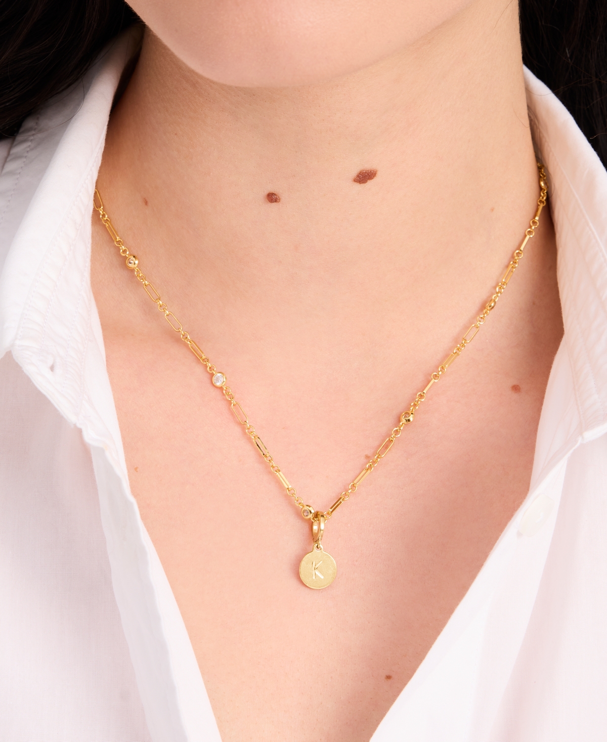 Kate Spade Gold-tone Initial Polished Disc Charm Pendant In Gold M