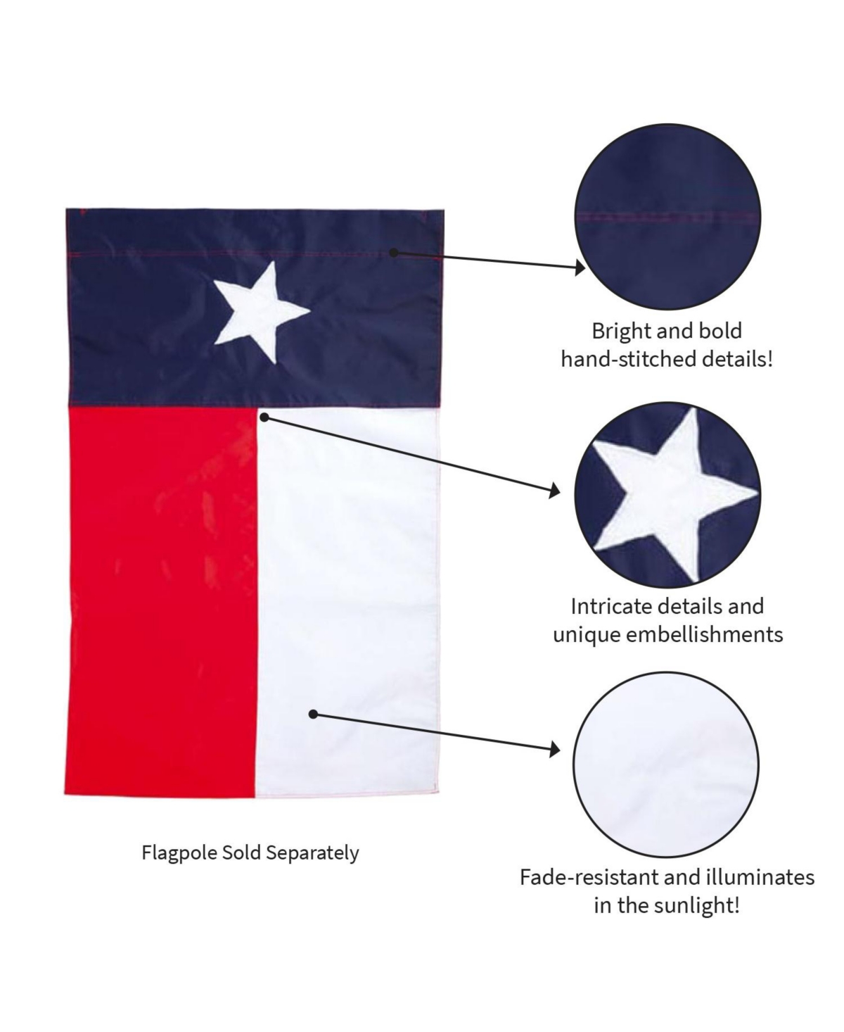 Evergreen Flag Texas State Flag Garden Applique Flag