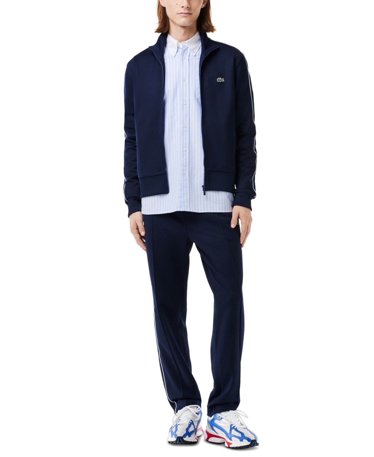 Men's Paris Long Sleeve Zip-Front Logo Sweatshirt - 166 - Navy Blue